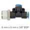 AIRCRAFT Pu Hose Fitting Tee 6mm X 6mm X 3/8'm
